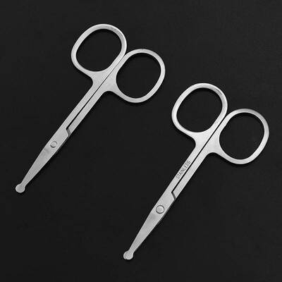 Stainless Steel Thickened Nose Hair Scissors 3.0 Round Head