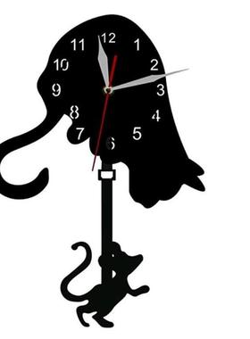 Children's creative acrylic quartz diy clock cute cat and