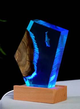 Ocean Micro Landscape Solid Wood Resin Lamp Mini Ornaments