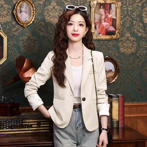 Apricot Suit Jacket Women's 2025 New Spring and Autumn New