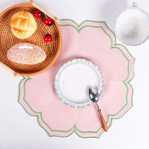 Linen Cotton Napkin Irregular Embroidered Edge Napkin Hotel