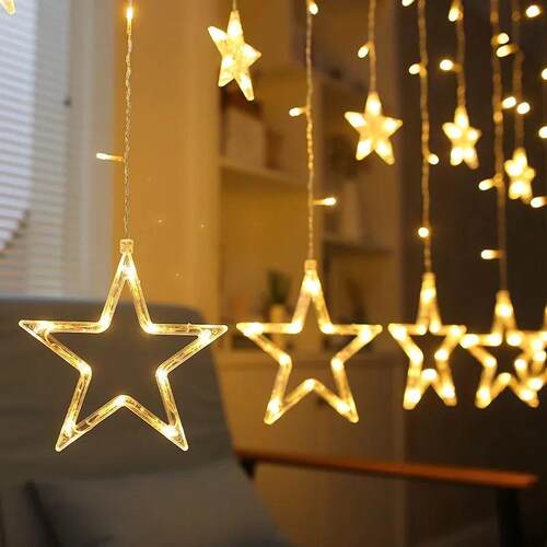 New led five-pointed star curtain lights colored lights six