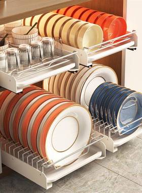 Stainless Steel Drawable Dishes Storage Rack Cabinet