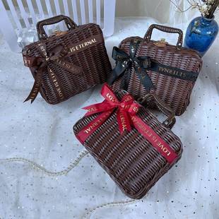 Rattan Case Rattan Suitcase Vintage Gift Case Caramel Color