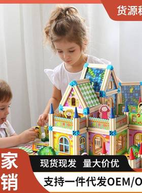 Children's Architects Assembling Variety Building Blocks