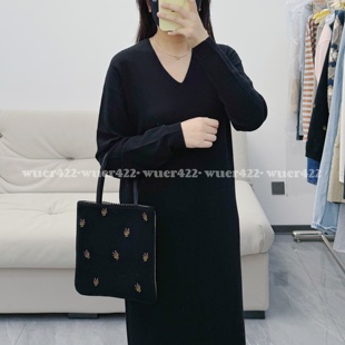 显瘦气质女 無二｜高阶纯山羊绒直筒连衣裙黑色针织长裙简洁修身