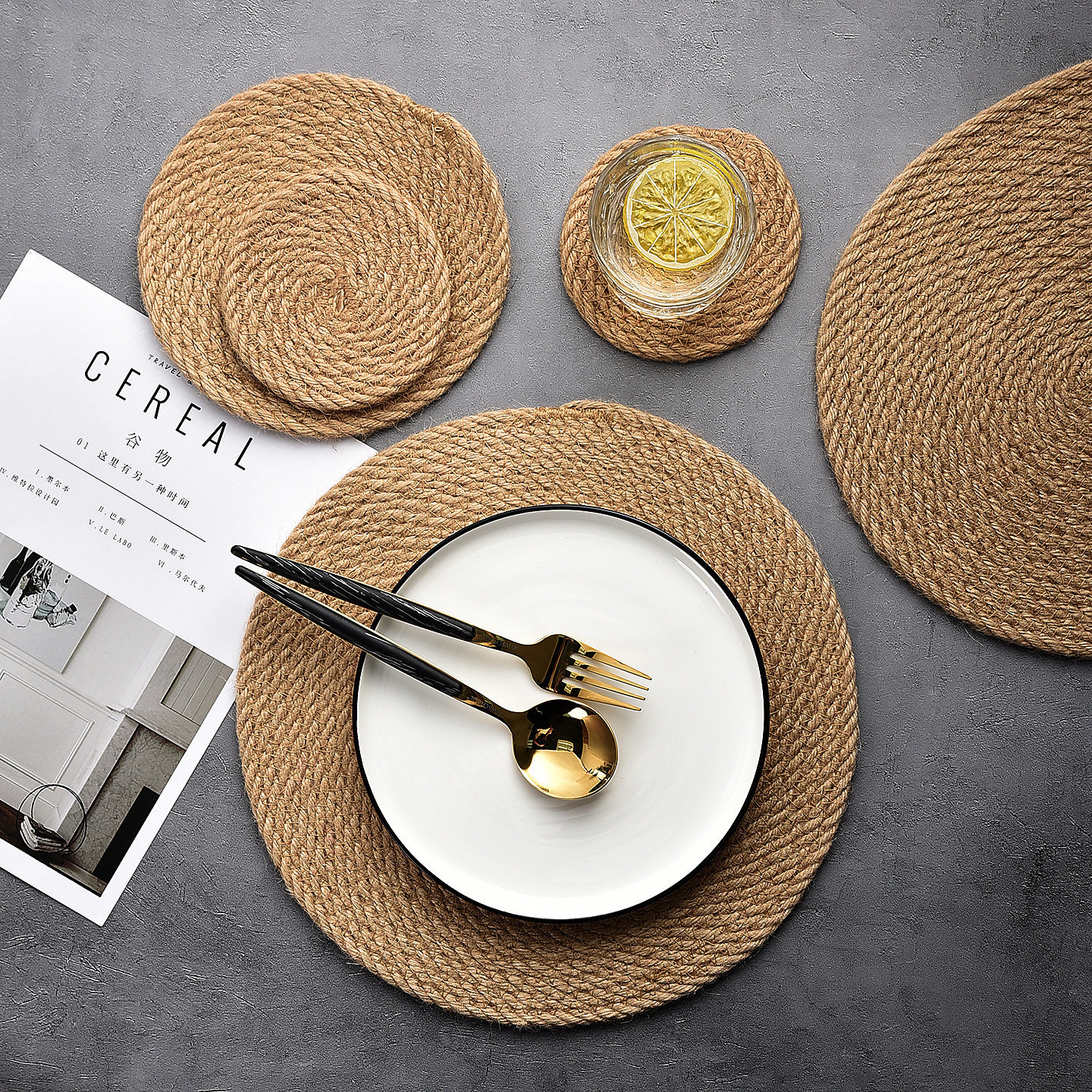 编织亚麻隔热餐垫防烫垫