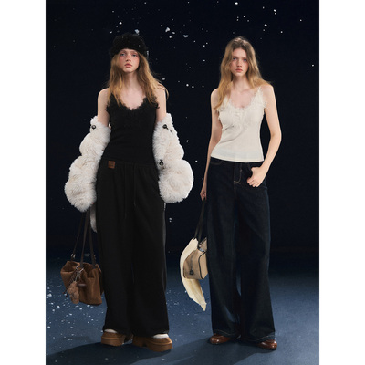 SOMESOWE 柔绒肌理感蕾丝吊带