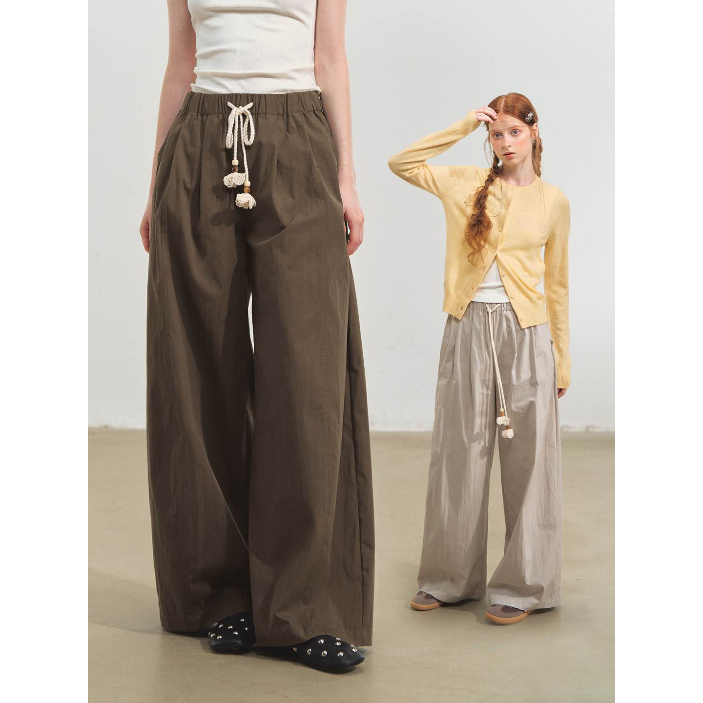 SOMESOWE 宽松休闲阔腿弯刀裤