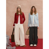 SOMESOWE 绒感假两件撞色条纹开衫