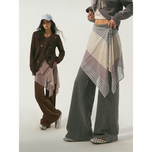 SOMESOWE 弹力灯芯绒直筒休闲裤/穿神器系带裙帘