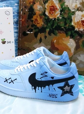 【定制球鞋】Nike Court Vision 蓝色国王星 男女款百搭潮流板鞋