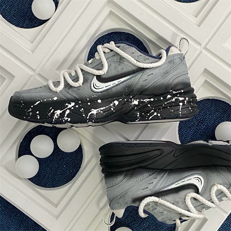 【定制球鞋】NIKE AIR MONARCH 灰色轨迹 男款百搭运动休闲老爹鞋