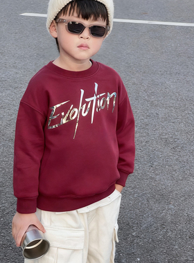 谢霆锋演唱会同款周边衣服儿童春秋冬反光卫衣男童新年红色打底衫