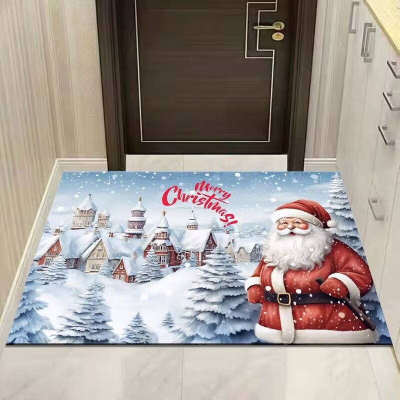 Santa Claus crystal velvet floor mat is dirt resistant地垫