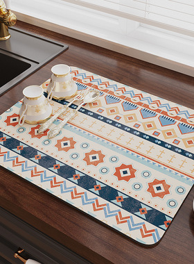 Bohemian style kitchen drain mat波西米亚风厨房沥水垫餐具垫