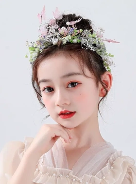 少儿发饰超仙森系女童演出韩式礼服清新蝴蝶皇冠女孩生日写真配饰