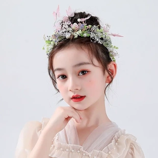 少儿发饰超仙森系女童演出韩式礼服清新蝴蝶皇冠女孩生日写真配饰