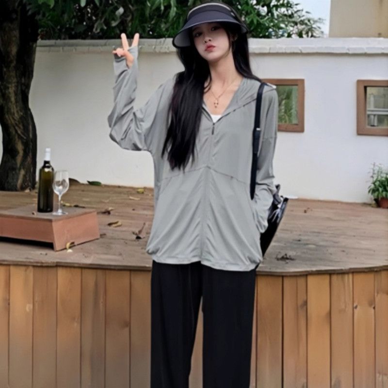 防晒衣女士外穿夏季新款透气防紫外线休闲运动薄款开衫百搭连帽