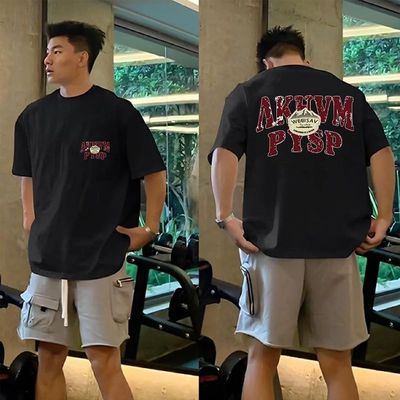 高克数纯棉重磅短袖印花美式夏季T恤半袖新款休闲宽松情侣男女ins