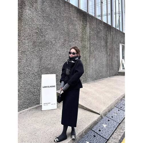 法式气质小香短外套+半裙套装女秋冬新款收腰显瘦通勤两件套