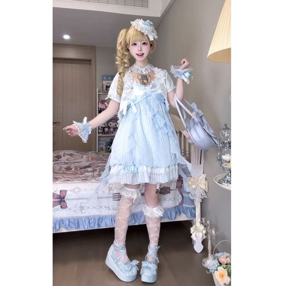 皎皎流光 日系甜美风古早味少女二次元穿搭设计感吊带裙开衫套装