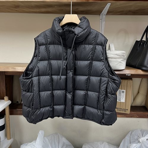 时尚立领抽绳95白鸭绒羽绒服马甲