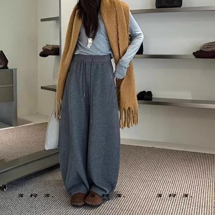 直筒裤 3R3高腰显瘦加绒阔腿裤 宽松显瘦休闲弯刀裤 新款 女2025冬季