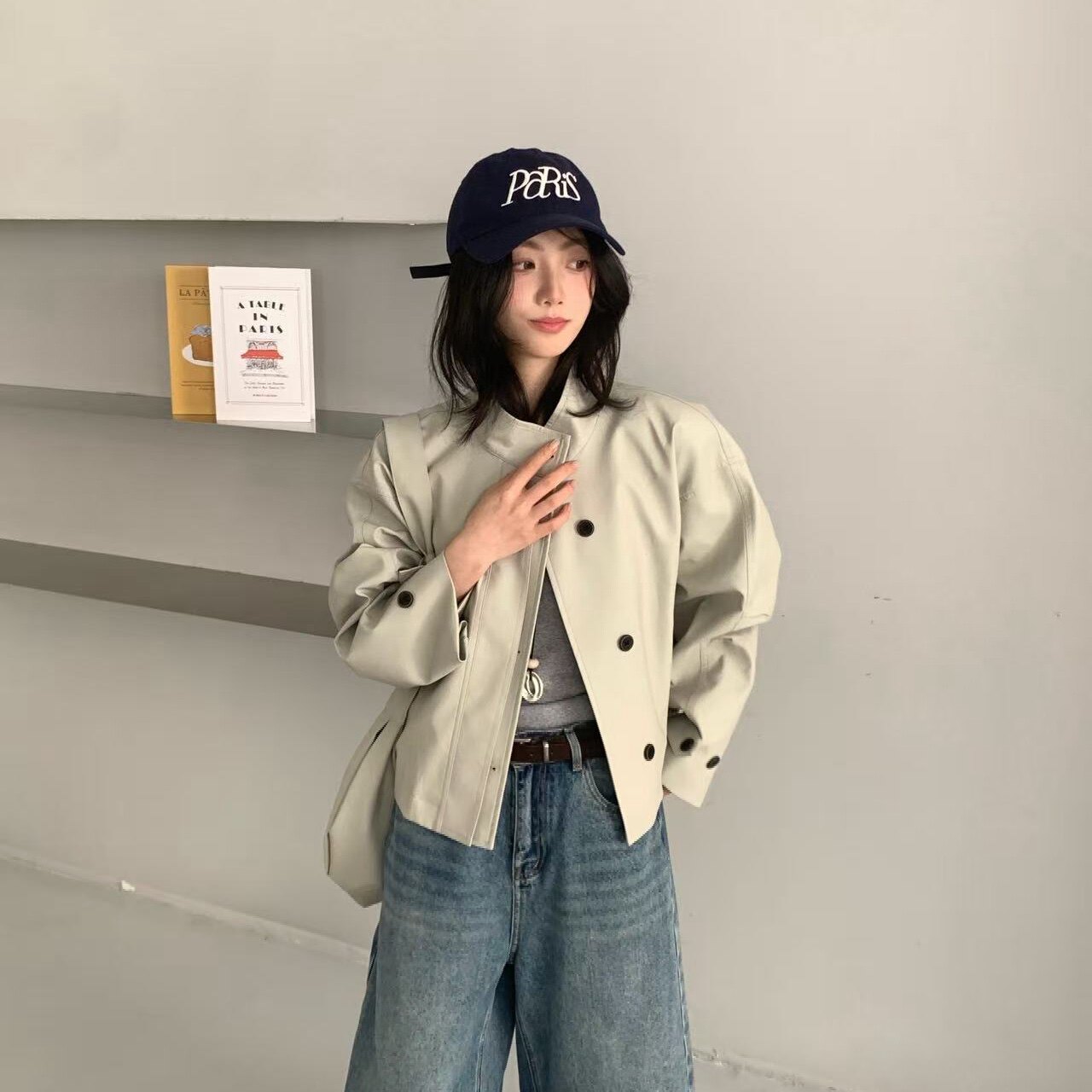 韩系立领短款皮衣女2026春季新款宽松休闲百搭显瘦小个子夹克外套