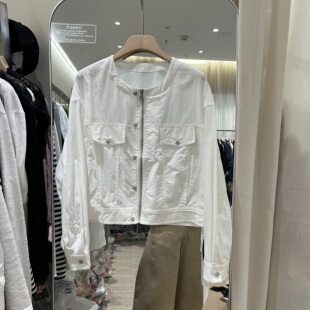 百搭小个子薄款 韩系圆领拉链亚麻外套女短款 夹克上衣 新款 2026春季