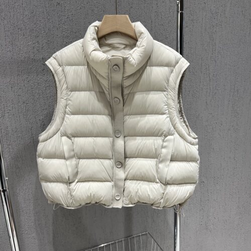 韩版立领单排扣羽绒服马甲背心女