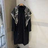 872738宽松收腰立领中长款 高级感配丝巾大衣外套 风衣女2026春新款