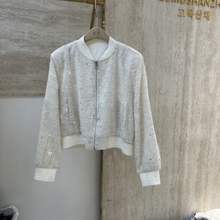 百搭显瘦夹克上衣 重工刺绣亮片棒球服外套女短款 欧货2026春季 新款