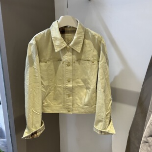 小个子夹克上衣 复古格子里衬翻领牛仔外套女短款 欧货2026春季 新款