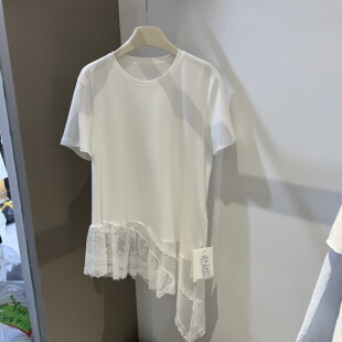 T恤女百搭显瘦叠穿上衣潮 设计感不规则蕾丝拼接短袖 2026夏季 新款