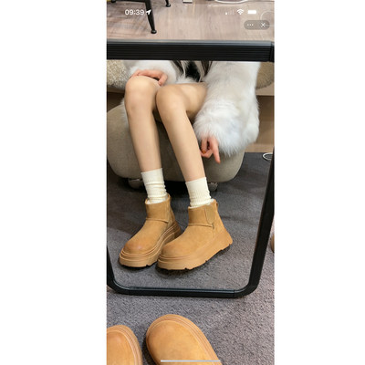 葡萄妈studiolee羊毛侧拉链增高厚底加绒毛毛雪地靴女冬季棉鞋