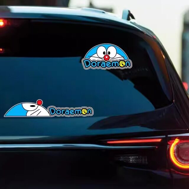 叮当猫车贴 汽车电动摩托车贴纸可爱卡通哆啦A梦头盔贴划痕遮挡贴