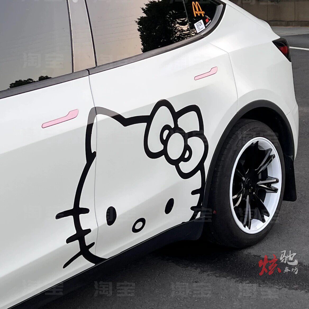 特斯拉model Y 焕新3 小猫车贴拉花 可爱猫车身卡通定制贴纸