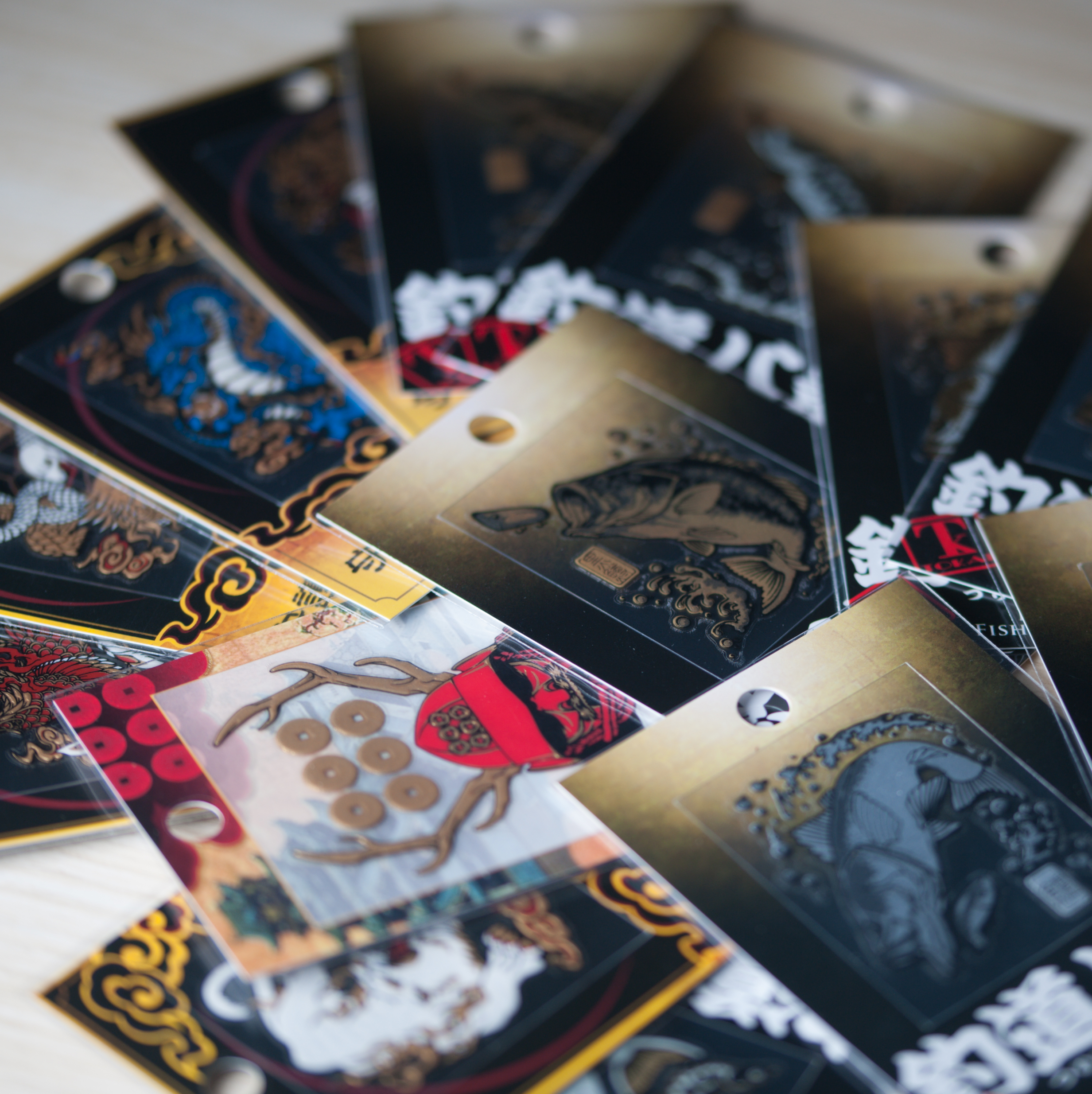 日本 正品京都彩时绘本铺 神兽系列 防水钓箱贴鱼竿渔轮路亚贴纸