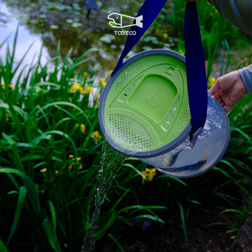 天宗路亚折叠装鱼桶自动闭合入鱼口便携桶透明折叠带盖水桶