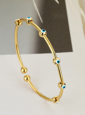 法国cherry kitty 欧美ins小众个性铜镀滴油恶魔之眼开口可调节