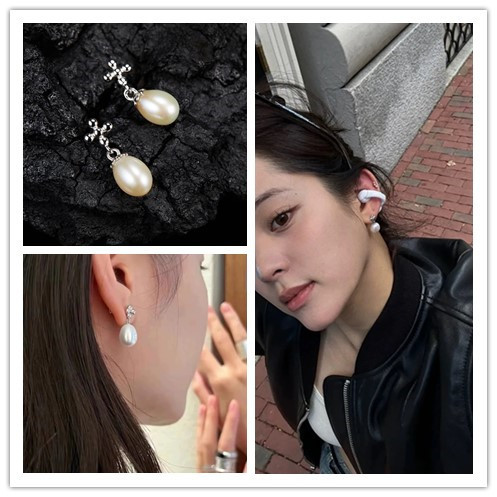 法国cherry kitty欧阳娜娜s925银珍珠耳钉耳环女个性简约时尚