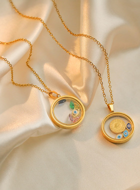 法国cherry kitty 欧美潮流镀恶魔之眼几何吊坠项链女ins小众