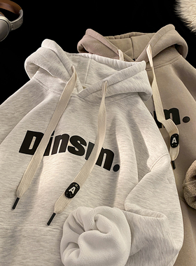 BDLS工作室文艺男女店港风情侣款硅胶字母加绒连帽卫衣情侣款男女