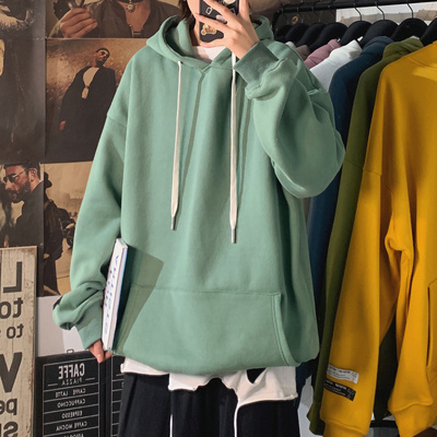 秋冬季港风纯色连帽卫衣