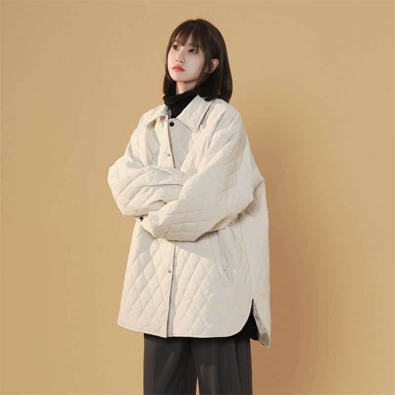 BDLS工作室文艺男女店港风情侣款秋冬菱形格轻薄宽松外套薄款外套