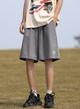 BDLS工作室文艺男女店港风情侣款印花亲肤短裤冰丝清凉五分裤薄款