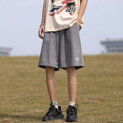 BDLS工作室文艺男女店港风情侣款印花亲肤短裤冰丝清凉五分裤薄款