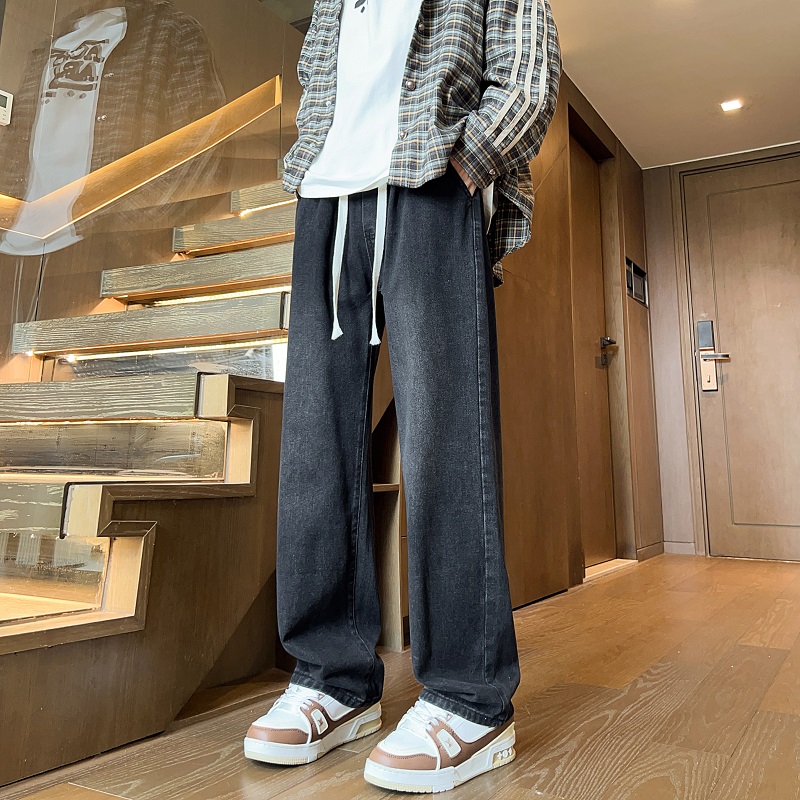 BDLS工作室文艺男女店港风情侣款秋冬纯色磨白水洗牛仔裤男女可穿