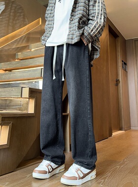 BDLS工作室文艺男女店港风情侣款秋冬纯色磨白水洗牛仔裤男女可穿